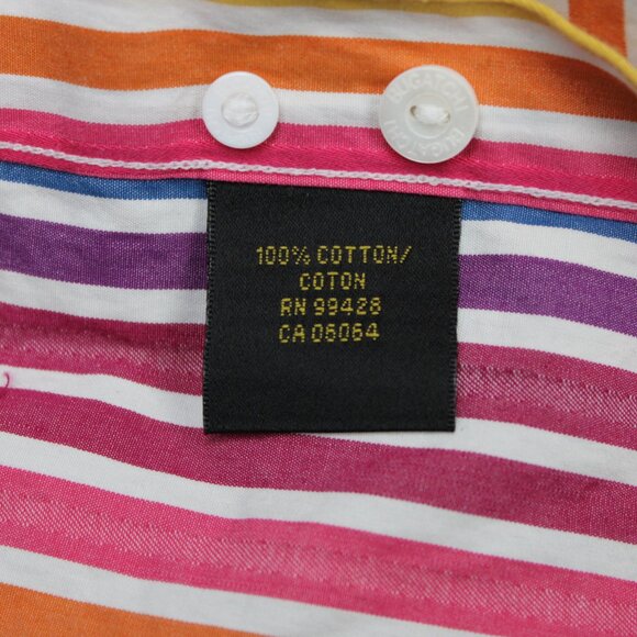 Bugatchi Uomo Shirt Mens 2XL XXL Red/Pink/Yellow Striped Cotton Long Sleeve - Picture 6 of 12